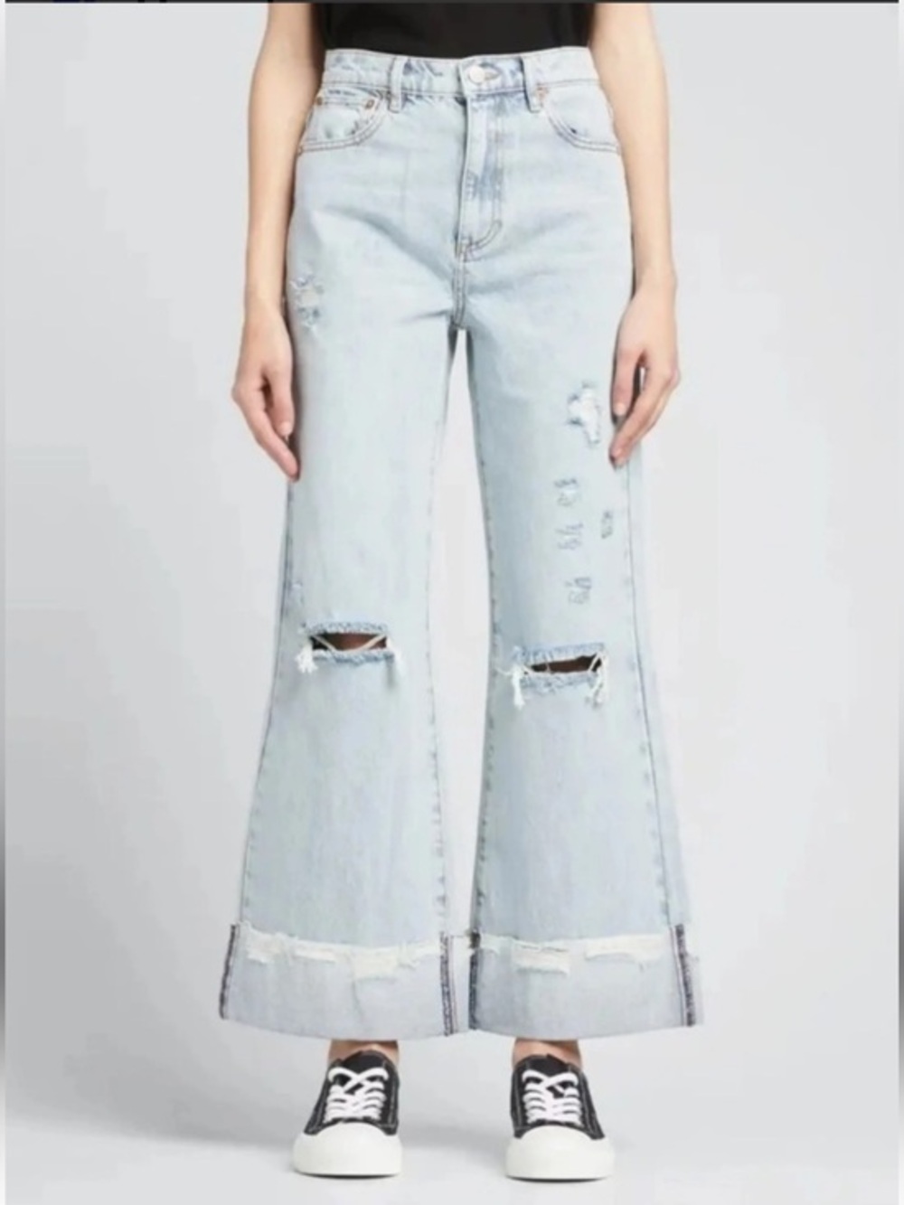 Alice + Olivia High Rise Wide Leg Cuffed Jeans- 25